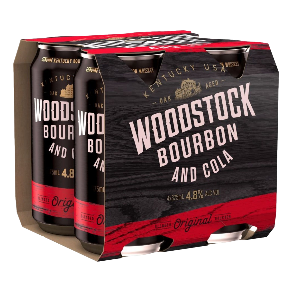 Woodstock Bourbon & Cola 4.8% 375ml Can 4 Pack