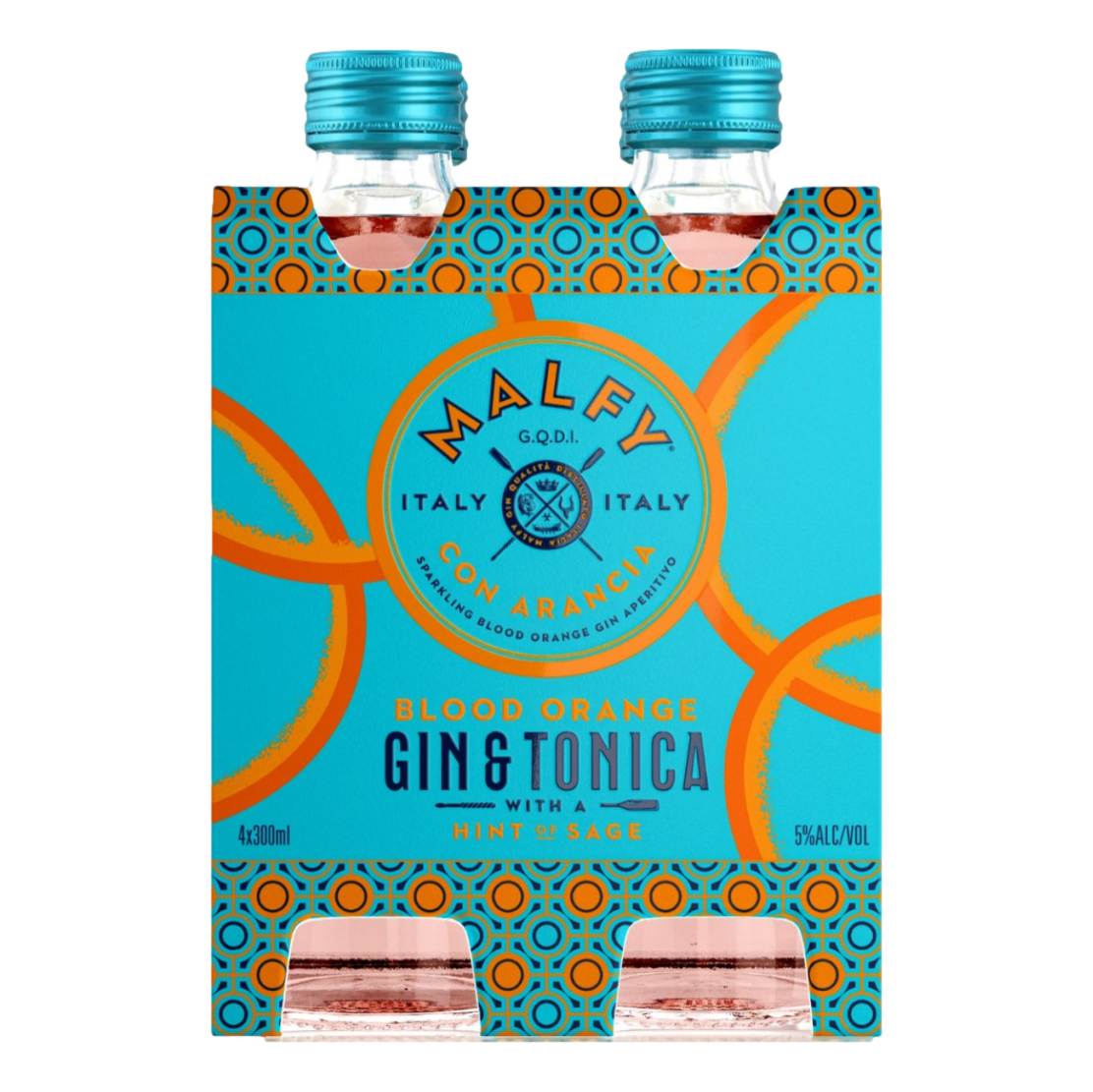 Malfy Arancia Blood Orange Gin & Tonica 300ml Bottle 4 Pack