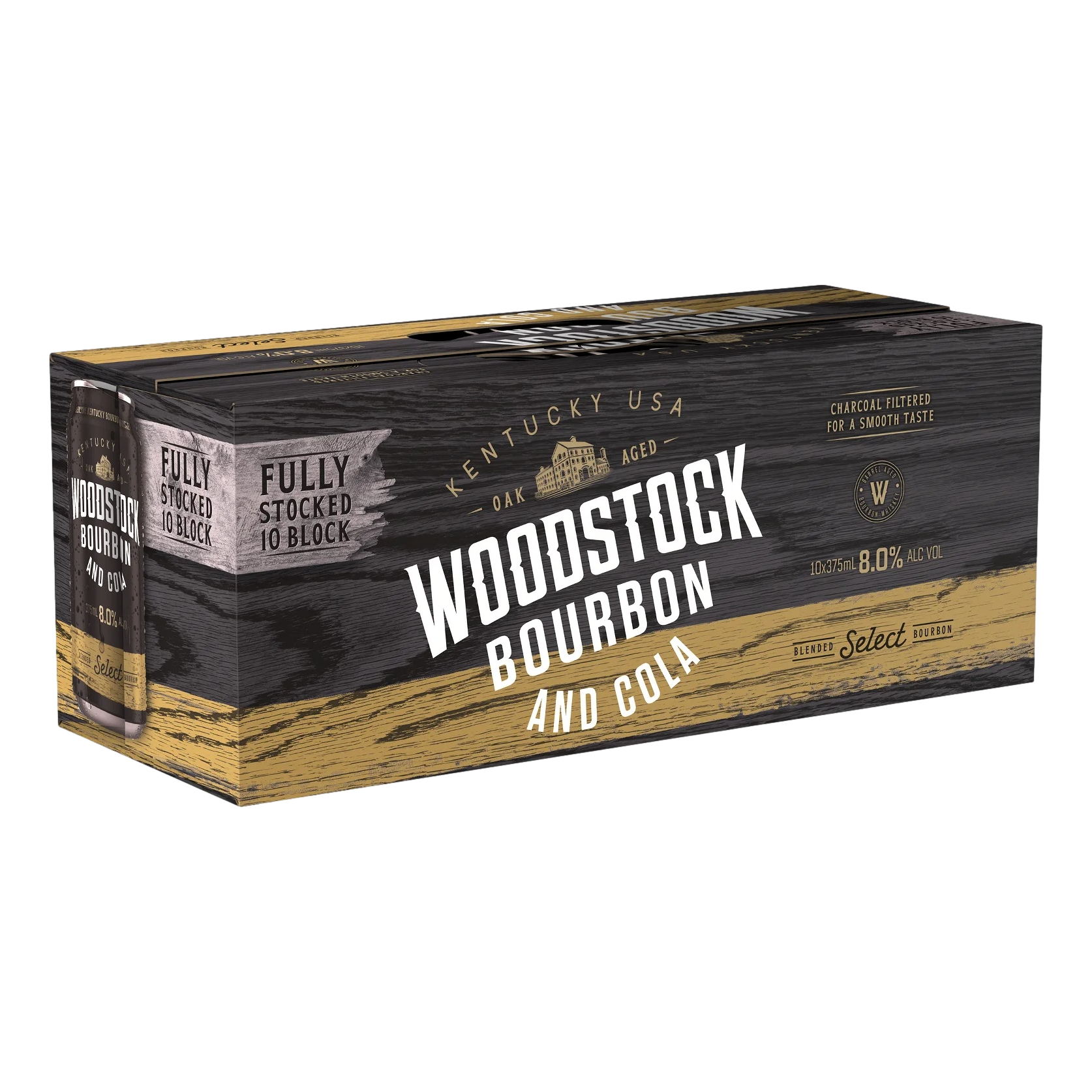 Woodstock Bourbon & Cola 8% 375ml Can 10 Pack