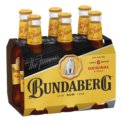 Bundaberg Original UP Rum & Cola 345ml Bottle 6 Pack