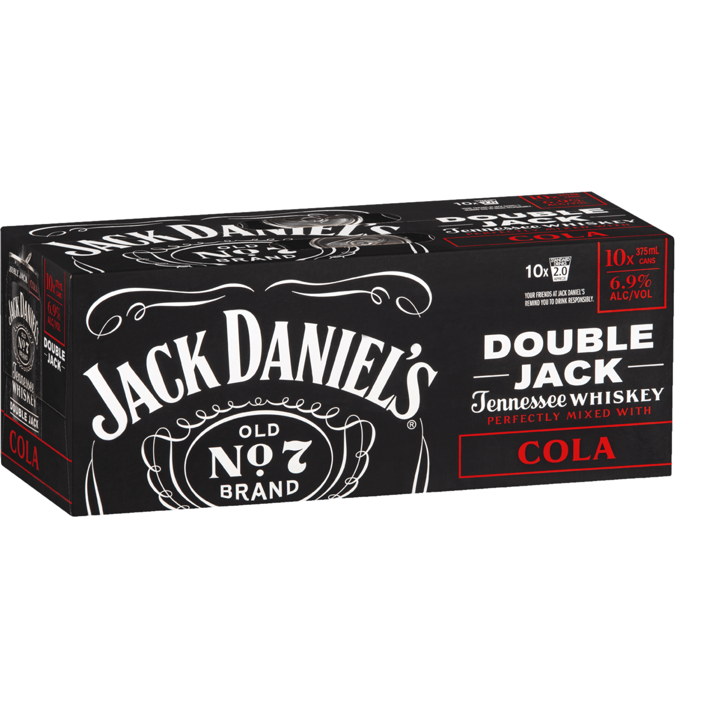 Jack Daniel's Double Jack & Cola 6.9% 375ml Can 10 Pack