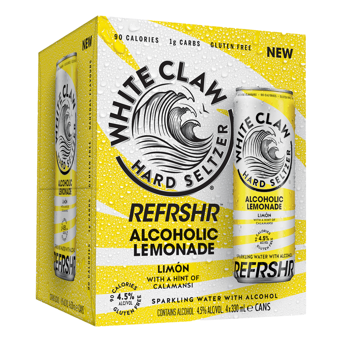 White Claw Hard Seltzer Refrshr Alcoholic Lemonade 330ml Can 4 Pack