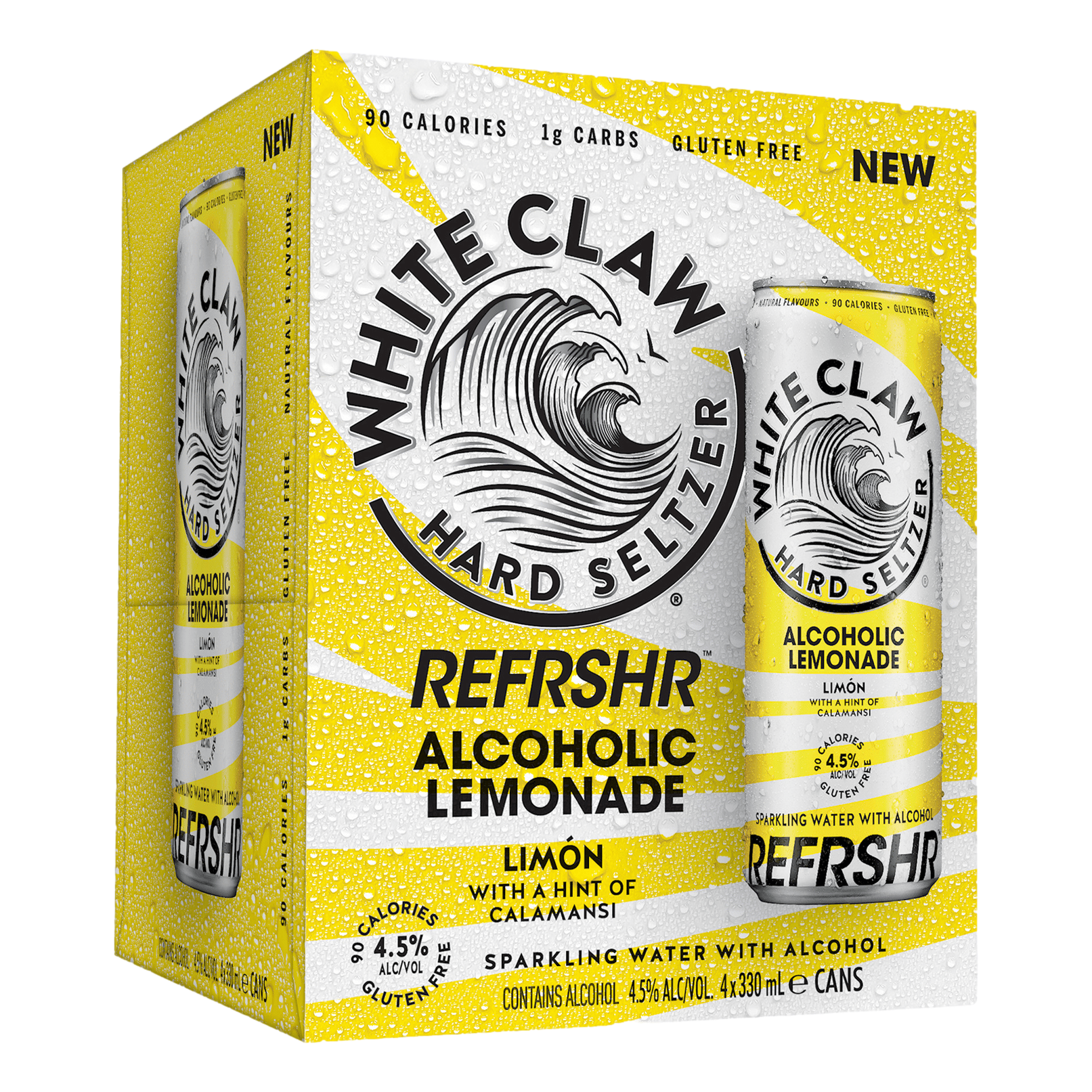 White Claw Hard Seltzer Refrshr Alcoholic Lemonade 330ml Can 4 Pack