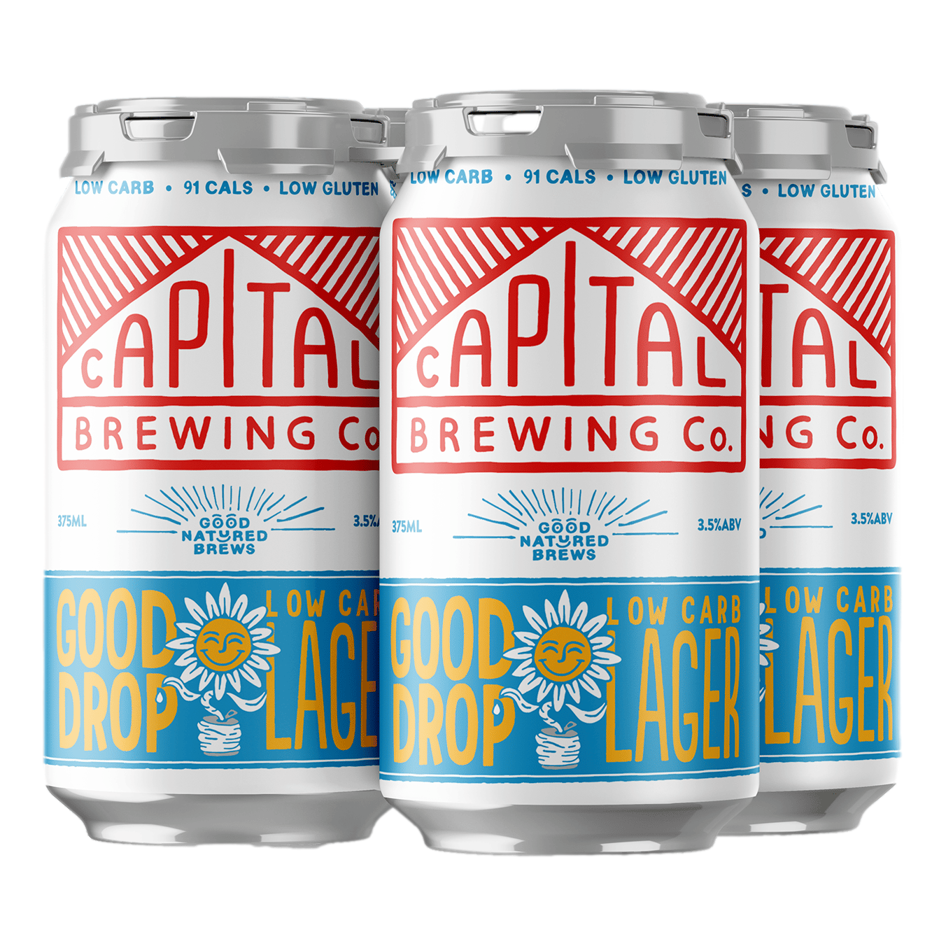 Capital Brewing Co. Good Drop Low Carb Lager 3.5% 375ml Can 4 Pack