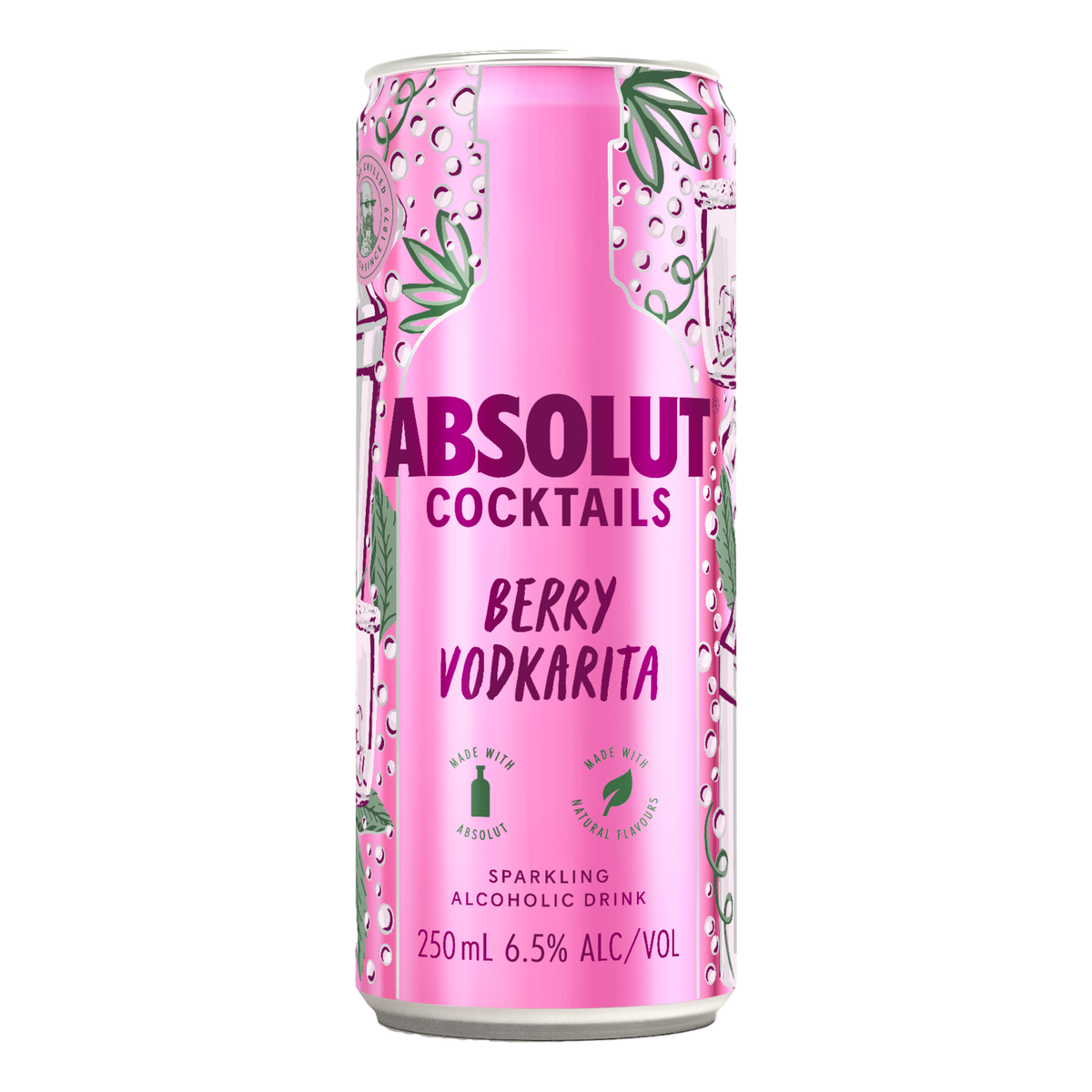 Absolut Cocktails Berry Vodkarita 6.5% 250ml Can 4 Pack