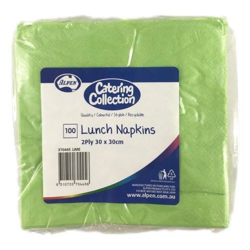 Alpen Lunch Napkins Lime 330 x 330mm 100 Pack