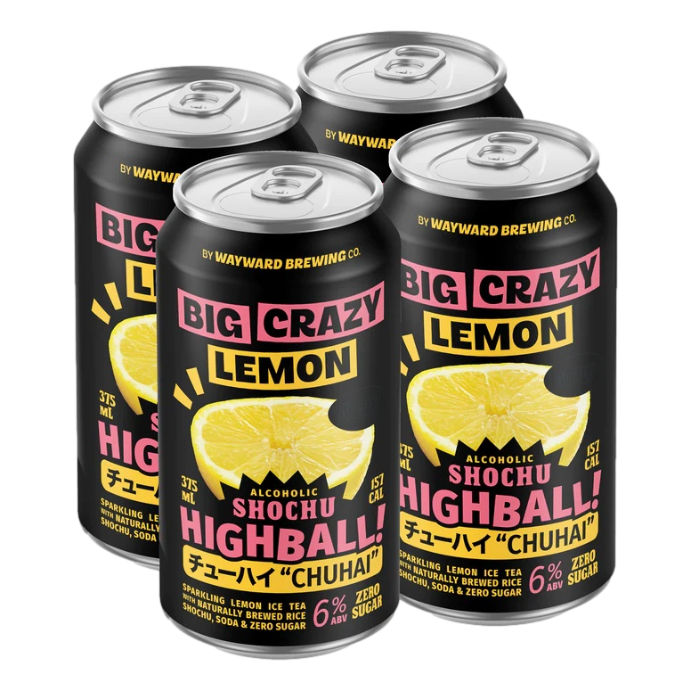 Wayward Big Crazy Lemon Alcoholic Shochu 6% 375ml Can 4 Pack