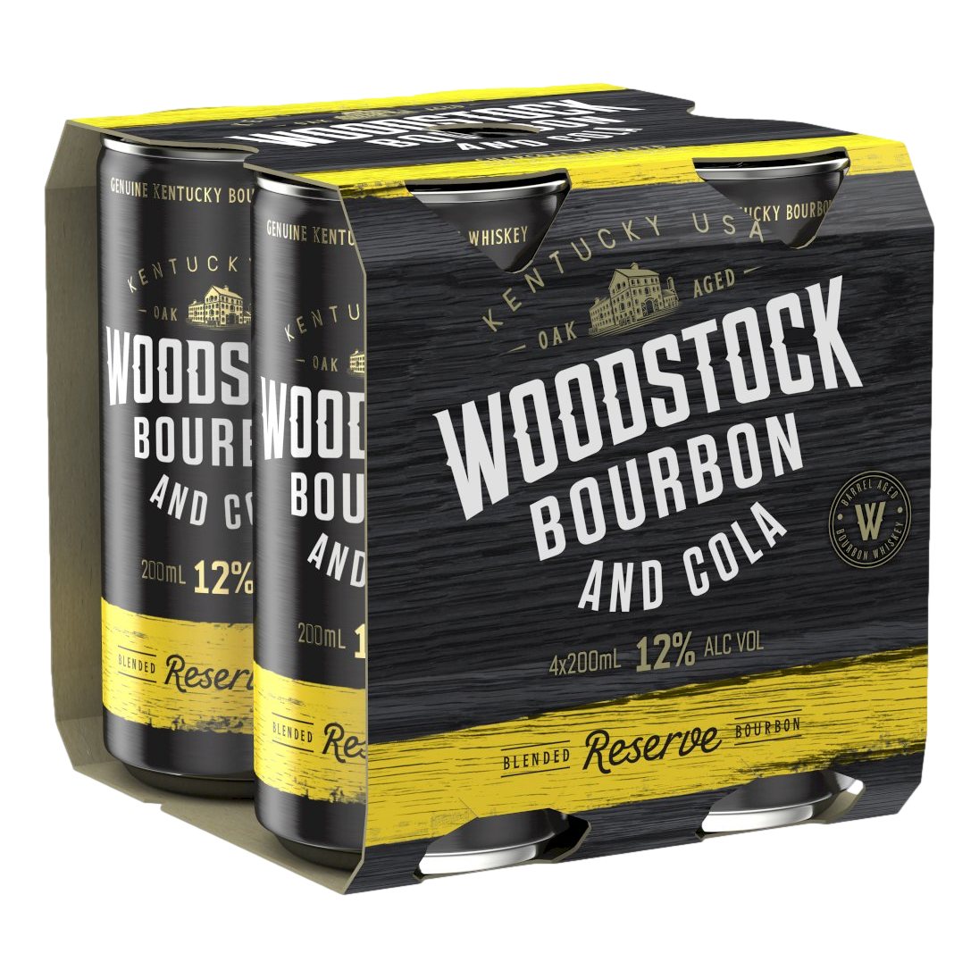 Woodstock Bourbon & Cola 12% 200ml Can 4 Pack