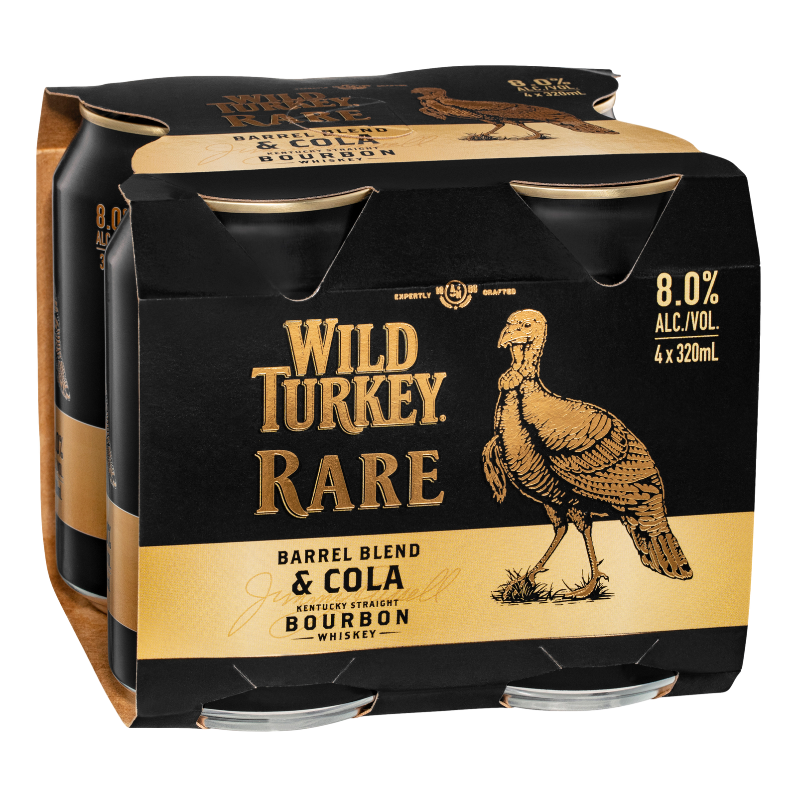 Wild Turkey Rare & Cola 8% 320ml Can 4 Pack