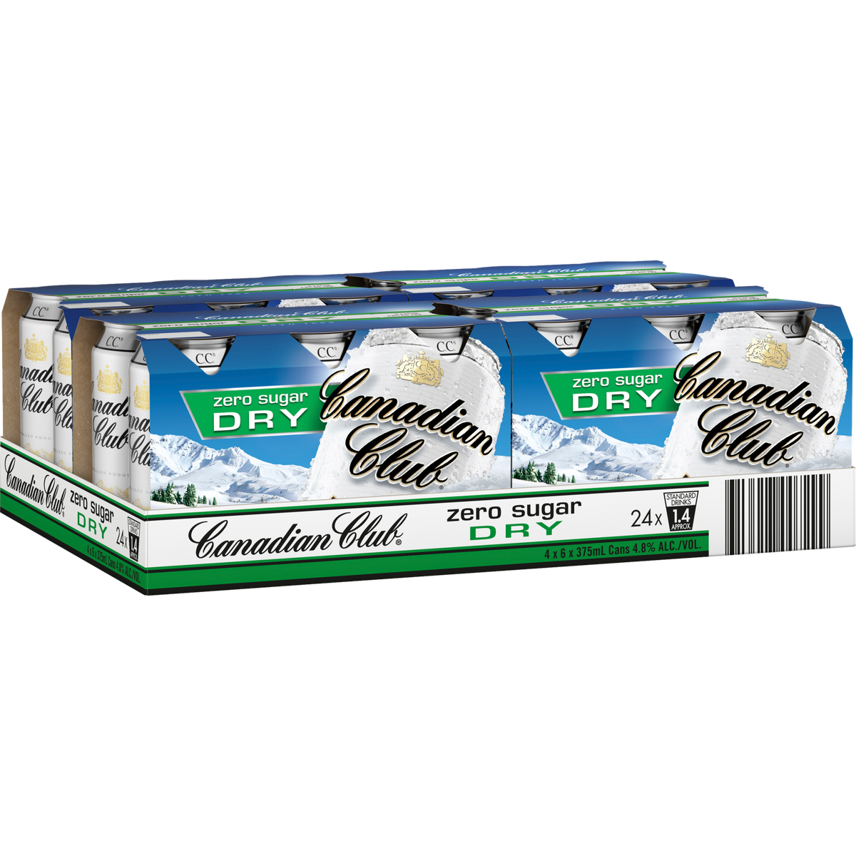 Canadian Club Whisky Zero Sugar Dry 375ml Can Case of 24