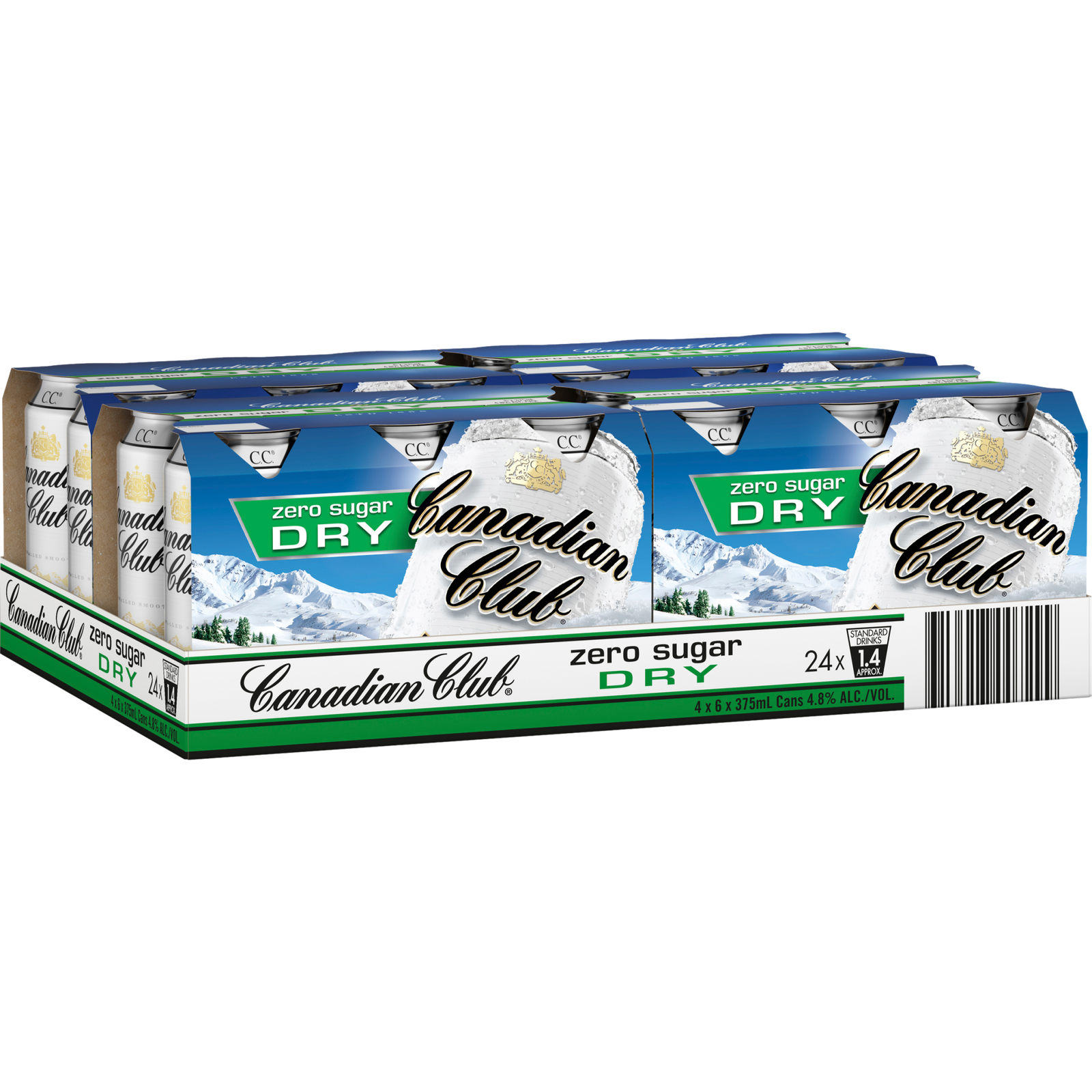 Canadian Club Whisky & ZERO SUGAR Dry 375ml Can Case of 24