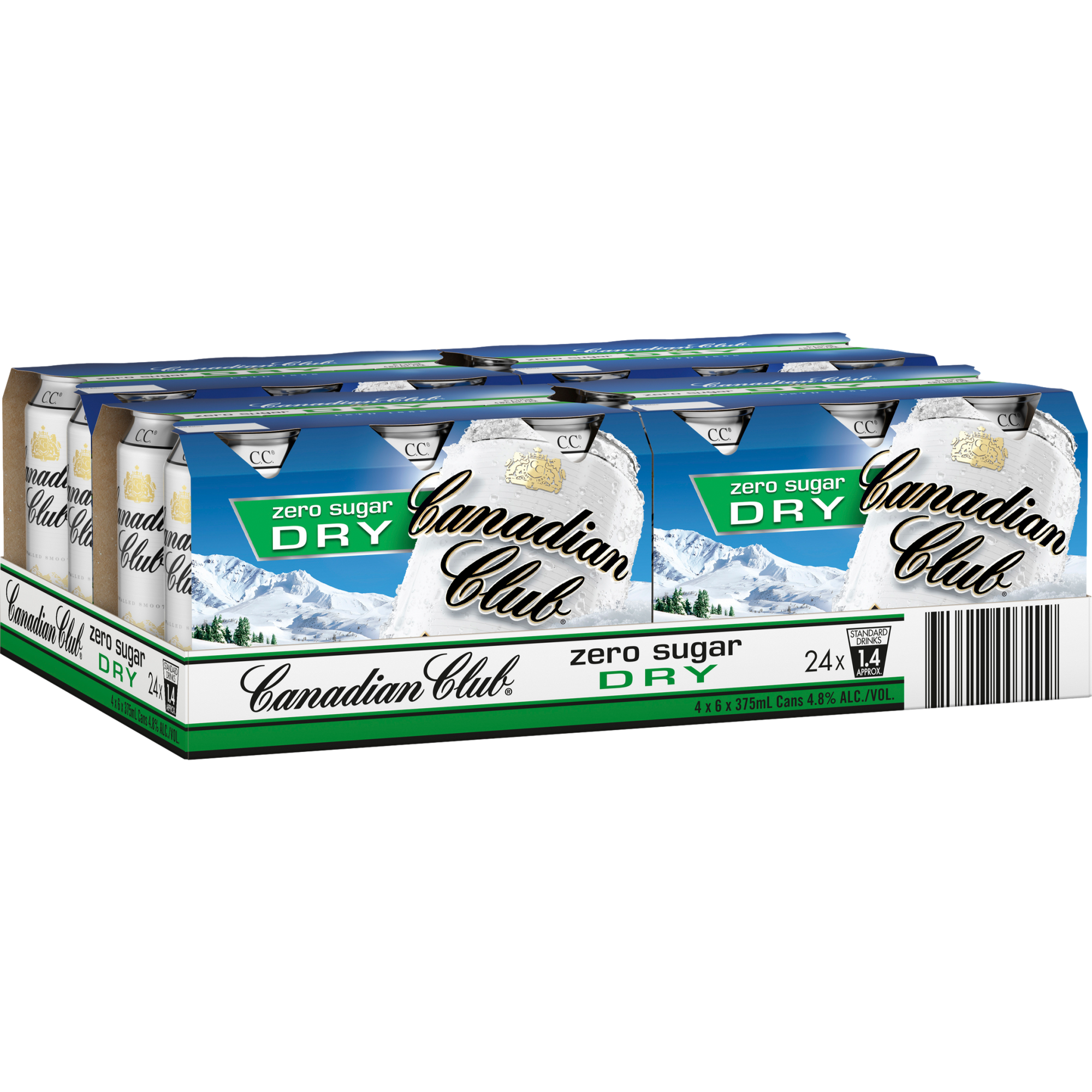 Canadian Club Whisky Zero Sugar Dry 375ml Can Case of 24