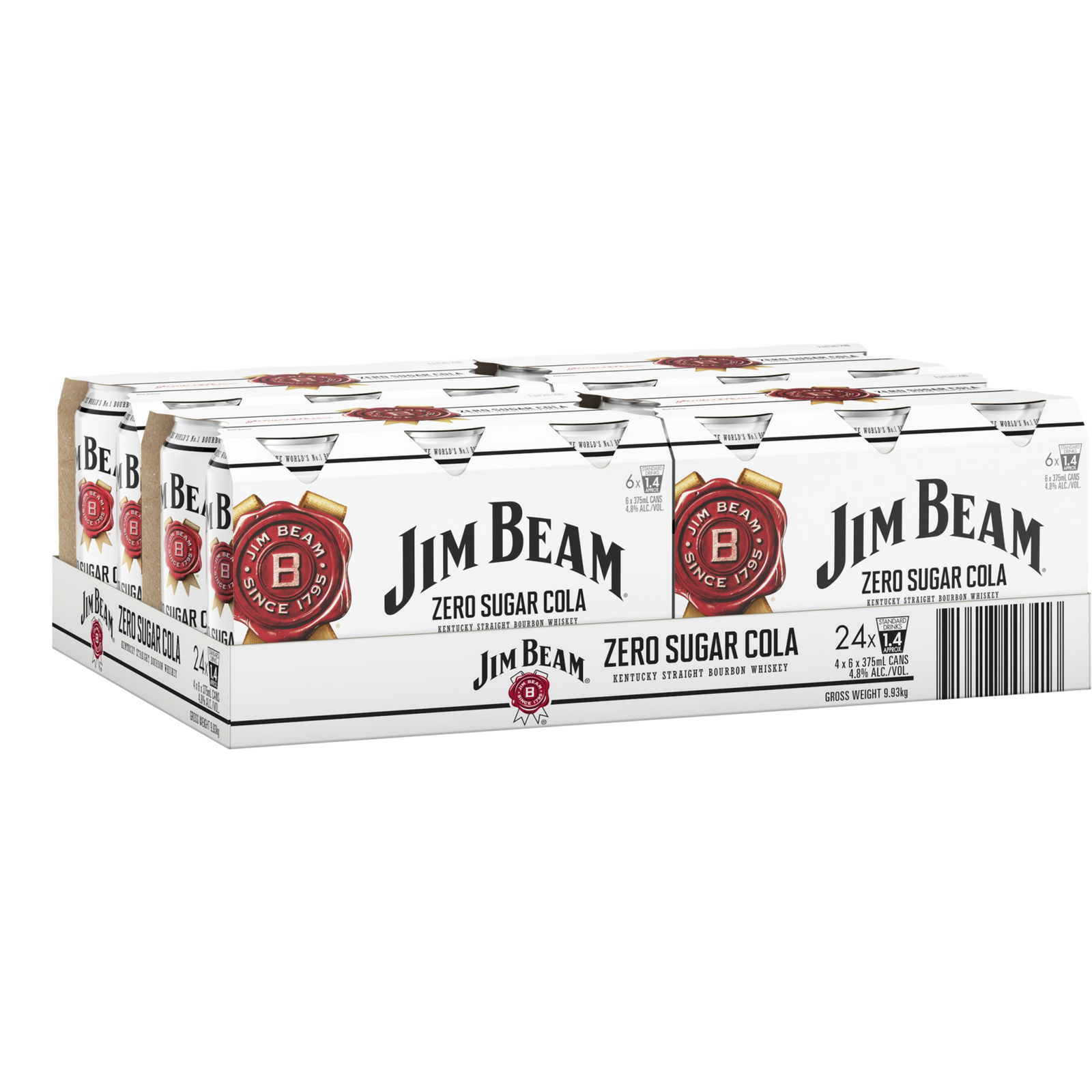 Jim Beam White & Cola ZERO SUGAR 375ml Can Case of 24