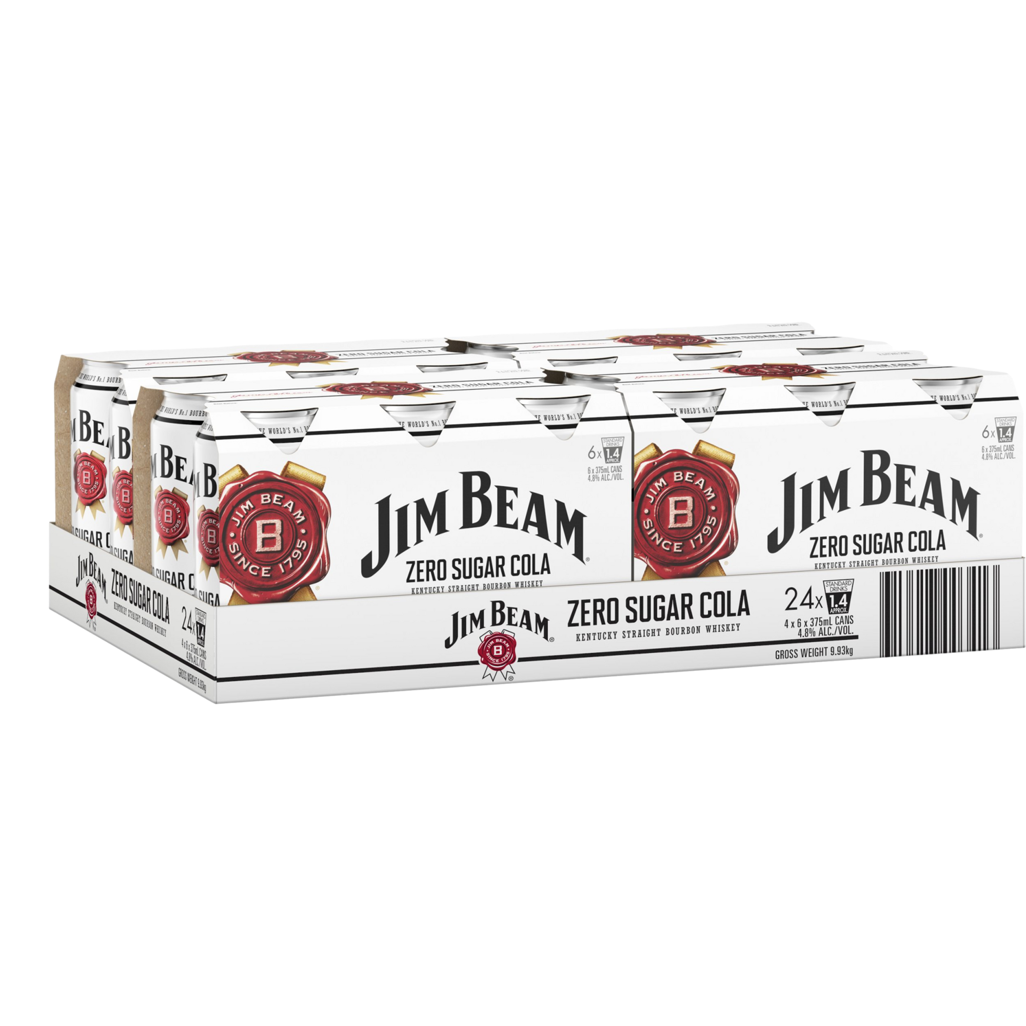 Jim Beam White & Cola Zero Sugar 375ml Can Case of 24