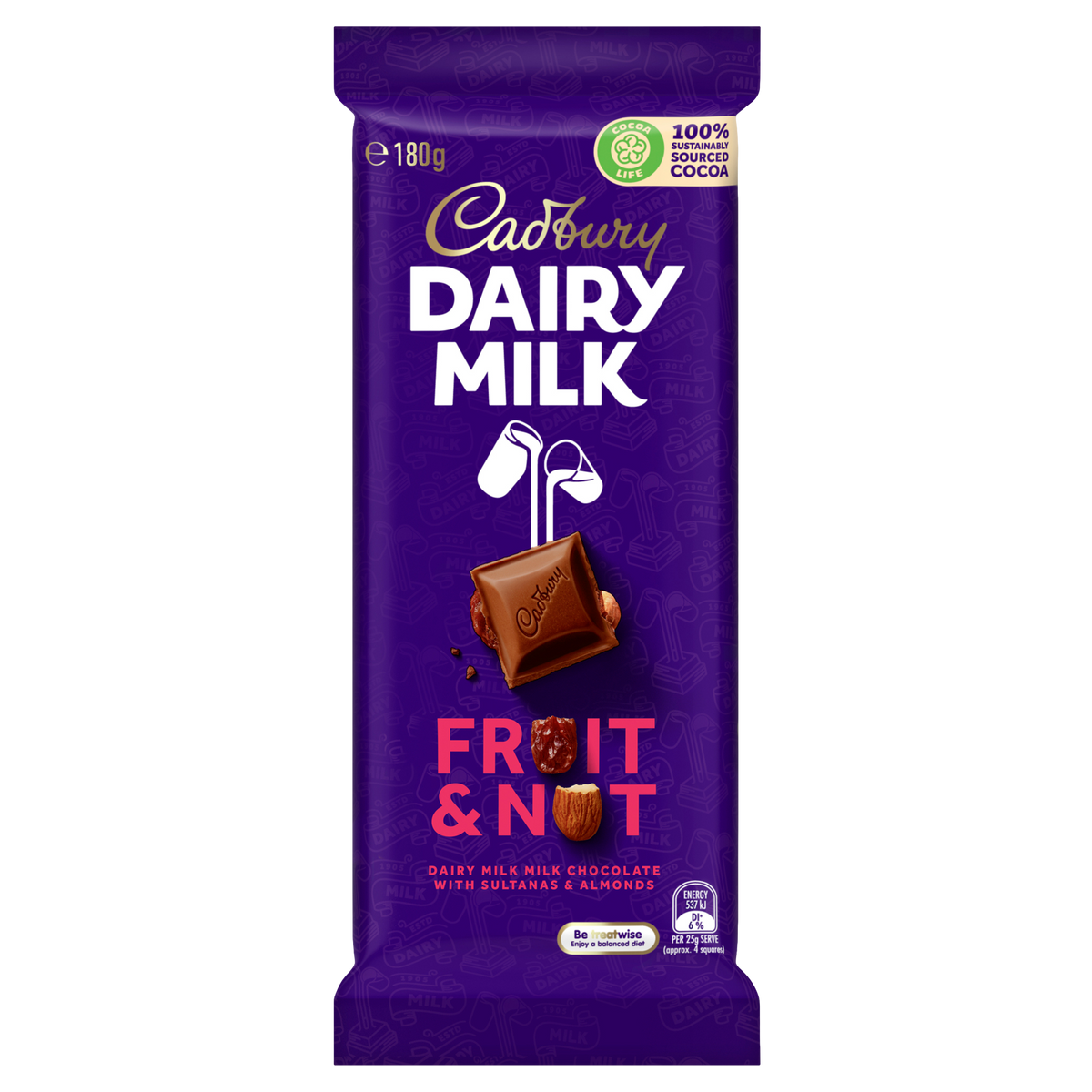Cadbury Dairy Milk Fruit & Nut Chocolate Block 180g