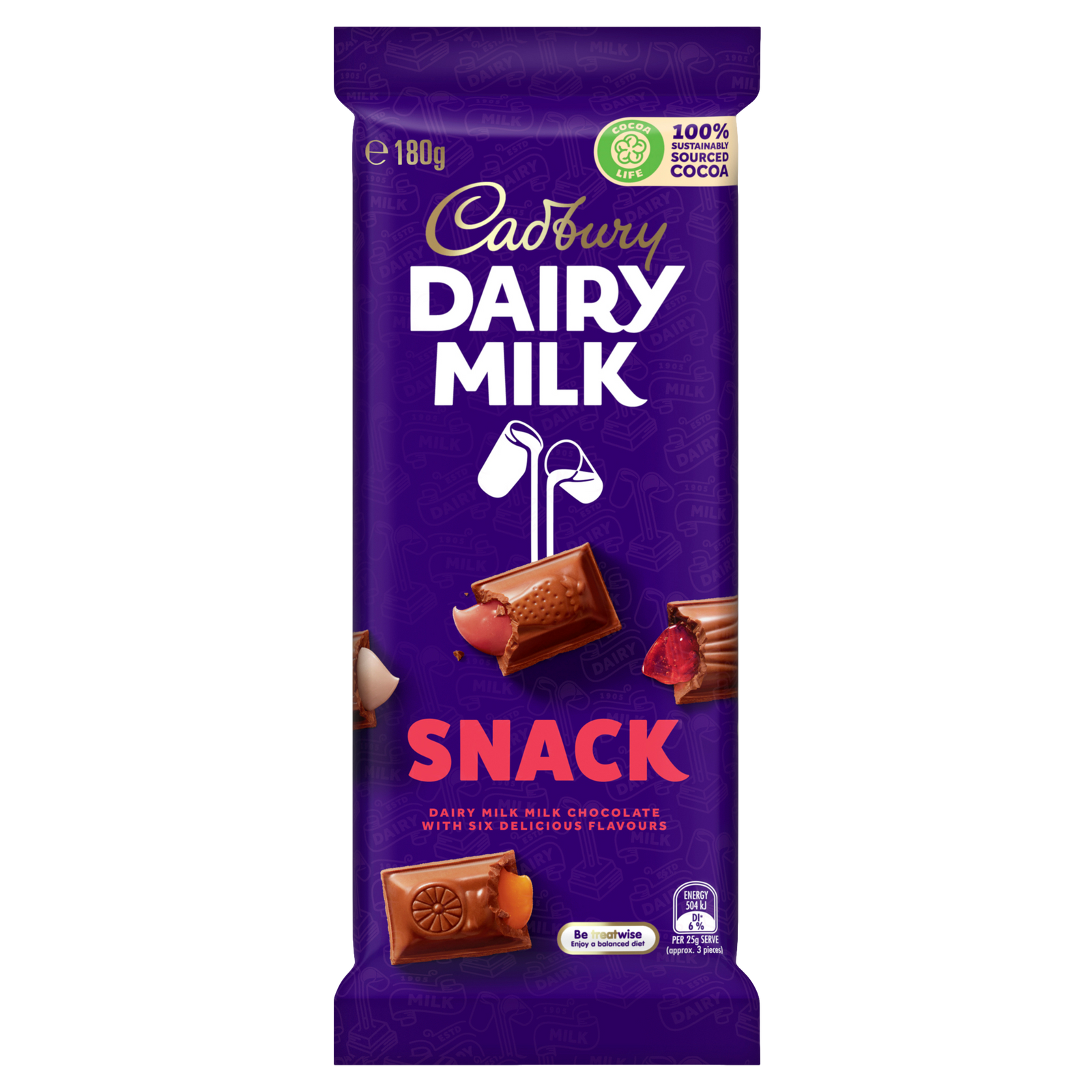 Cadbury Dairy Milk Snack Chocolate Block 180g