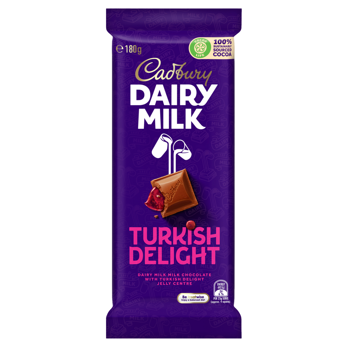 Cadbury Dairy Milk Turkish Delight Chocolate Block 180g