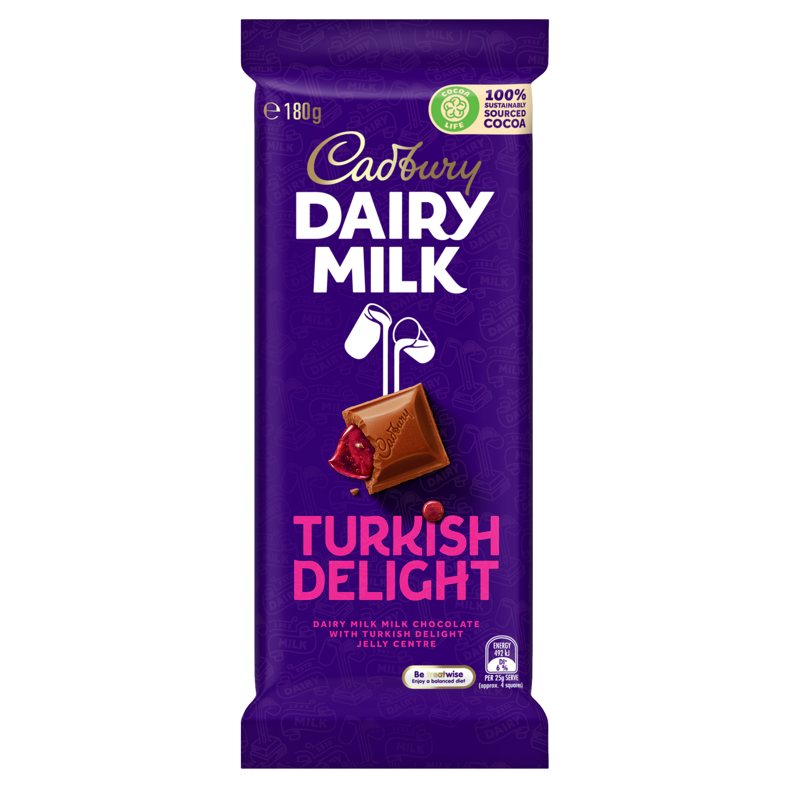 Cadbury DAIRY MILK Turkish Delight Chocolate Block 180g