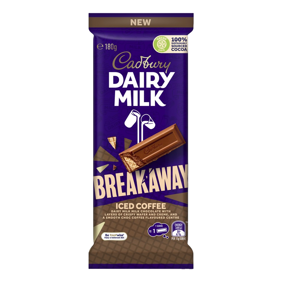 Cadbury Breakaway Iced Coffee Chocolate Block 180g