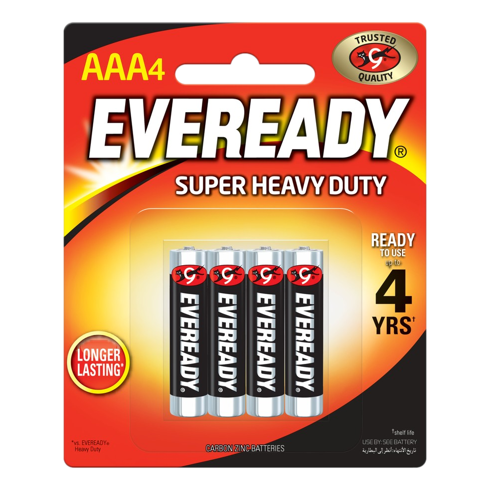 Eveready Super Heavy Duty Black AAA Battery 4 Pack