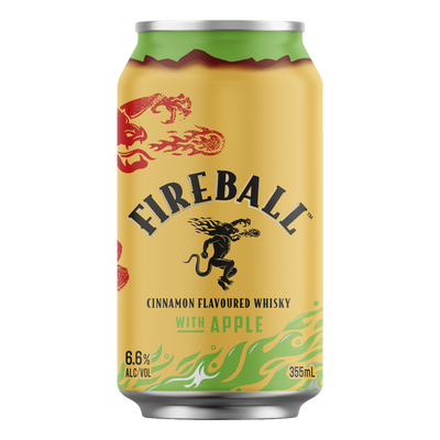 Fireball Cinnamon Whisky & Apple 6.6% 355ml Can 4 Pack