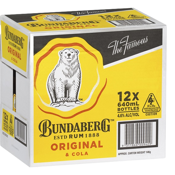 Bundaberg Original UP Rum & Cola 640ml Bottle Case of 12