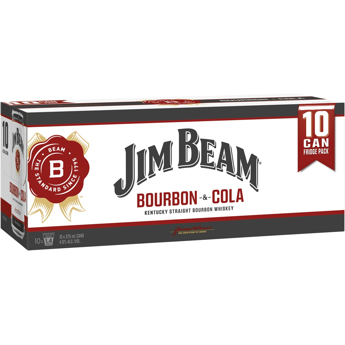 Jim Beam White & Cola 375ml Can 10 Pack