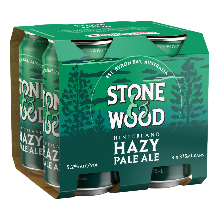 Stone & Wood Hinterland Hazy Pale Ale 375ml Can 4 Pack