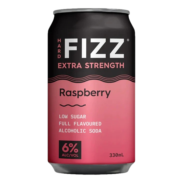 Hard Fizz EXTRA Raspberry Alcoholic Soda 6% 330ml Can Case of 16