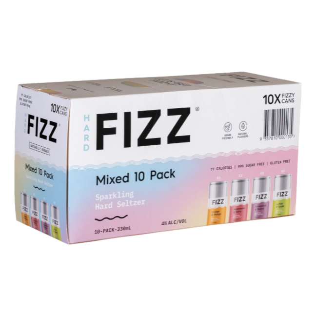 Hard Fizz Sparkling Hard Seltzer 330ml Can Mixed 10 Pack