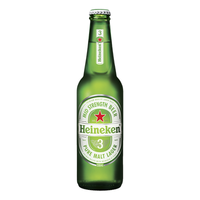 Heineken 3 Lager 3.3% 330ml Bottle Case of 24