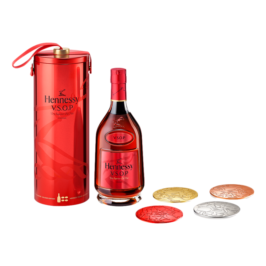 Hennessy Holiday Edition Cognac Cylinder Pack with Coasters VSOP 700ml