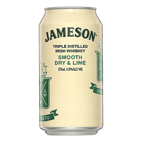 Jameson Irish Whiskey Smooth Dry & Lime 4.8% 375ml Can Single