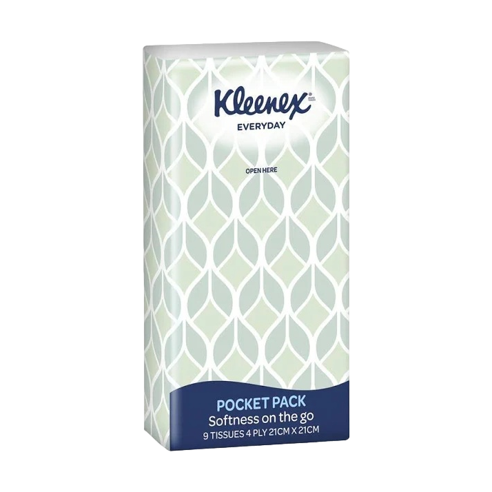 Kleenex Tissues Pocket Size 4 Ply 9 Pack