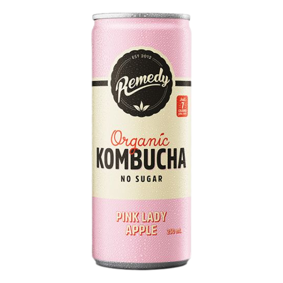 Remedy Kombucha Pink Lady Apple 250ml Can Single
