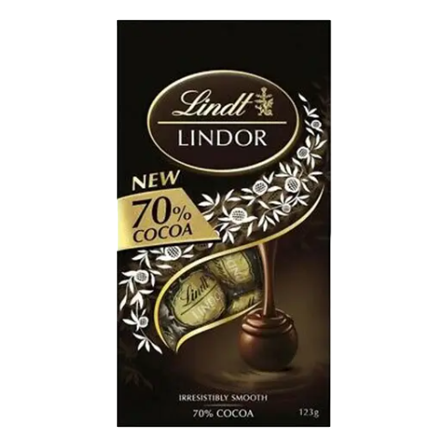 Lindt Lindor Bag 70% Cocoa Chocolate 123g