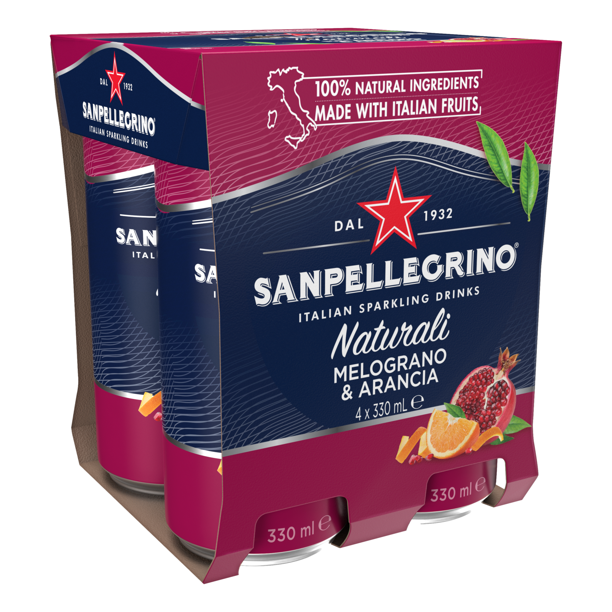 San Pellegrino Naturali Melograno & Arancia 330ml Can 4 Pack