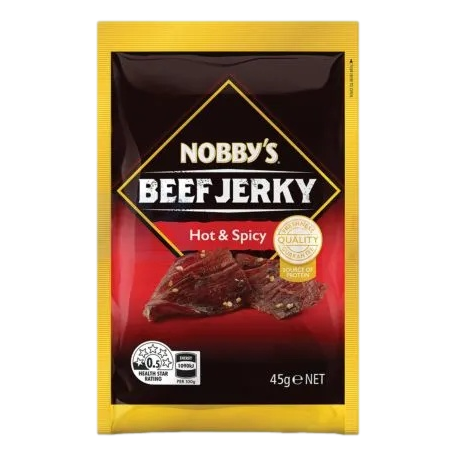 Nobby's Beef Jerky Hot & Spicy 45g