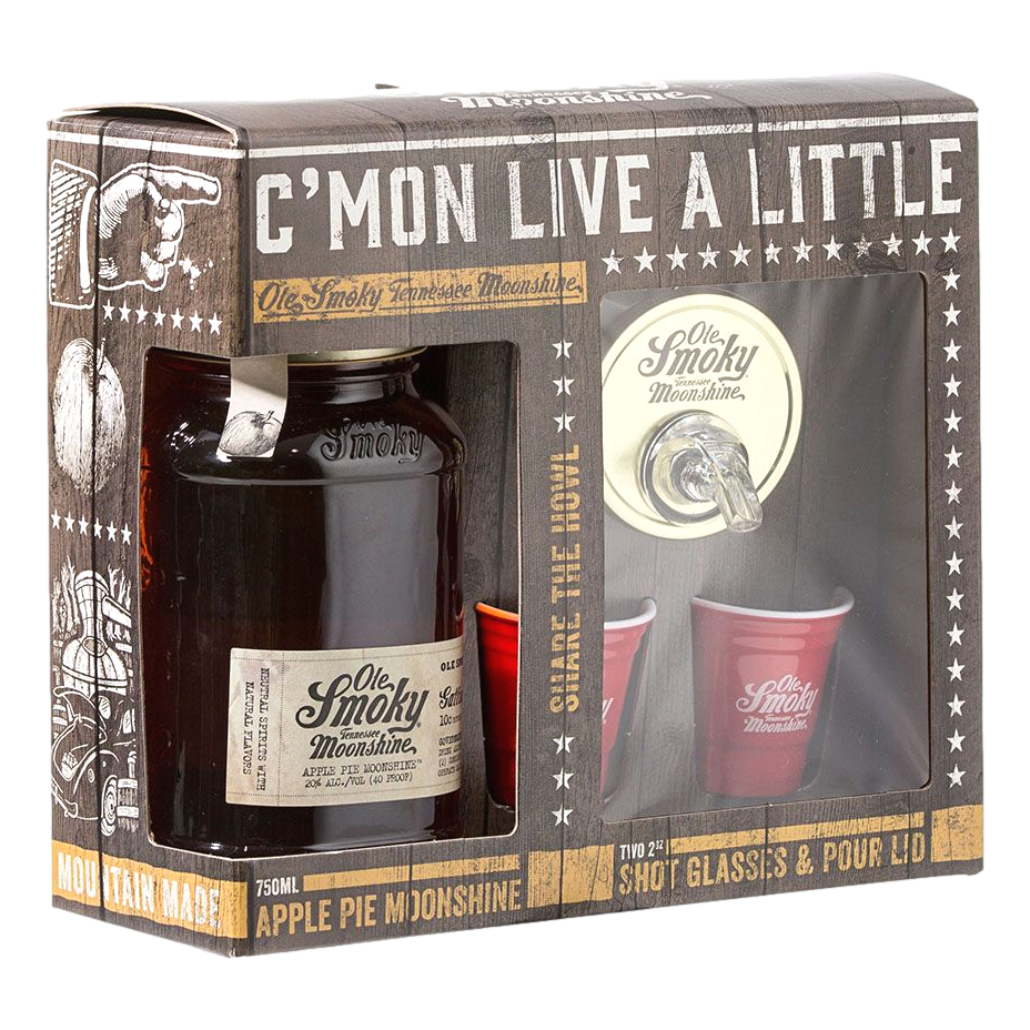 Ole Smoky Apple Pie Moonshine 750ml Pourer  Gift Pack