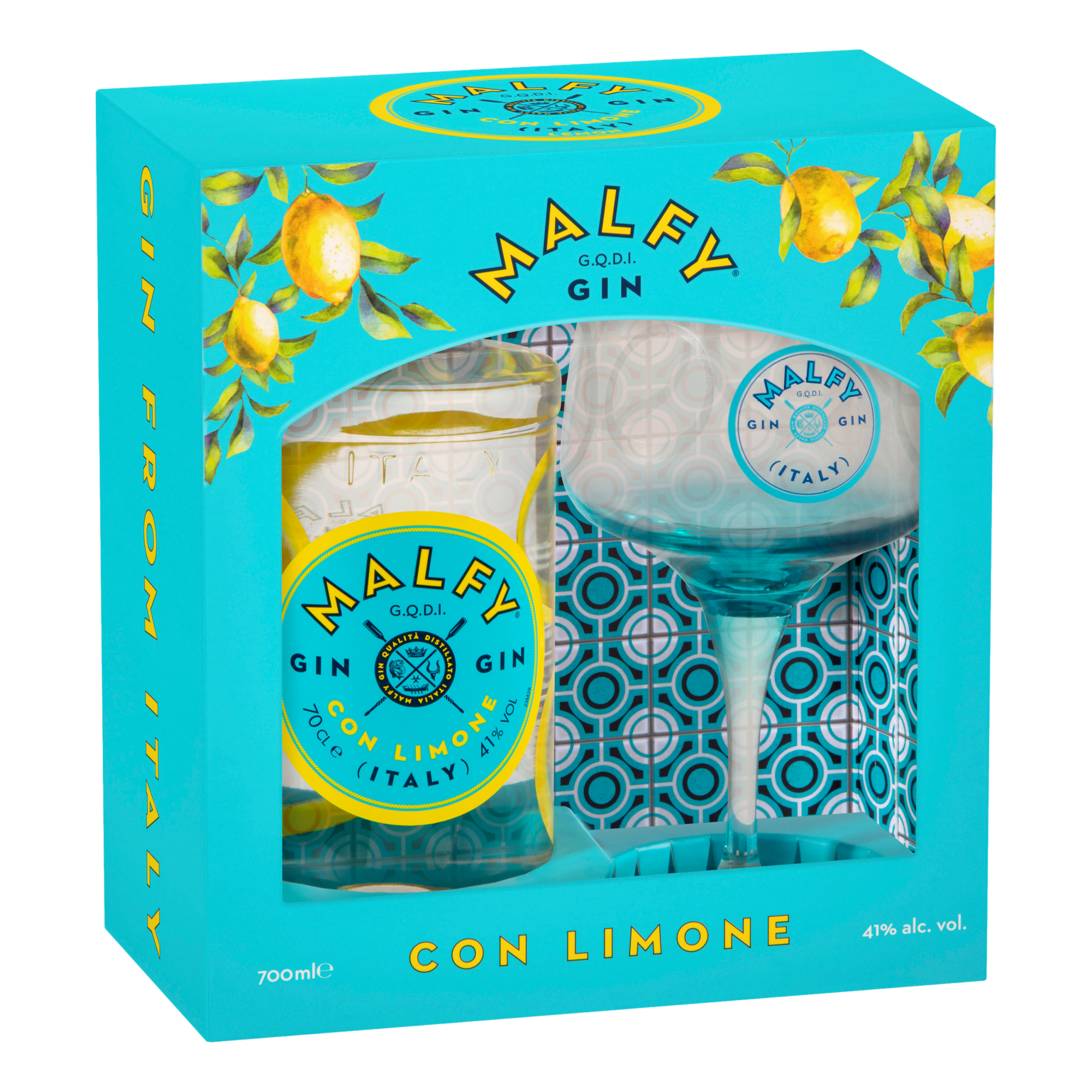 Malfy Con Limone Gin 700ml + Glass Gift Pack