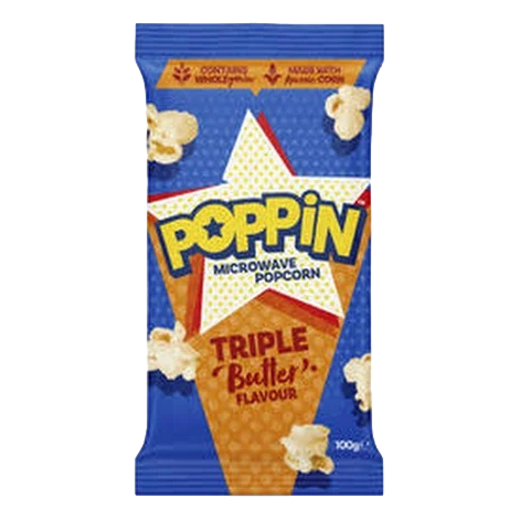 Poppin Microwave Popcorn Triple Butter 100g