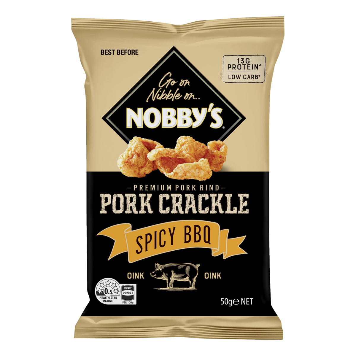 Nobby's Pork Crackle Spicy BBQ 50g