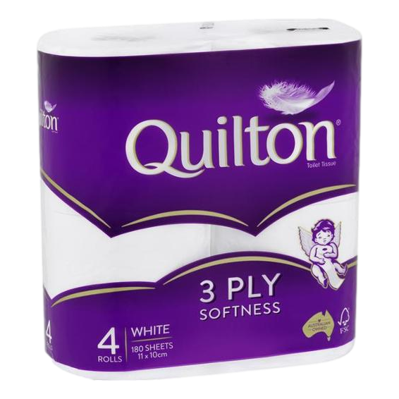 Quilton Toilet Rolls White 3 Ply 4 Pack