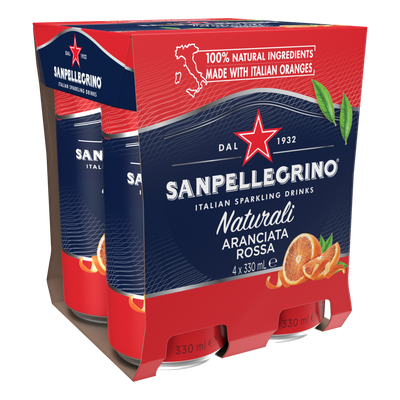 San Pellegrino Naturali Aranciata Rossa 330ml Can 4 Pack