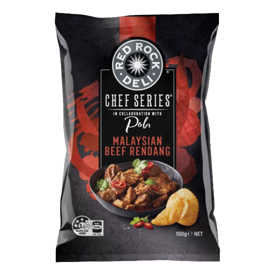 Red Rock Deli Chef Series Malaysian Beef Rendang Potato Chips 150g