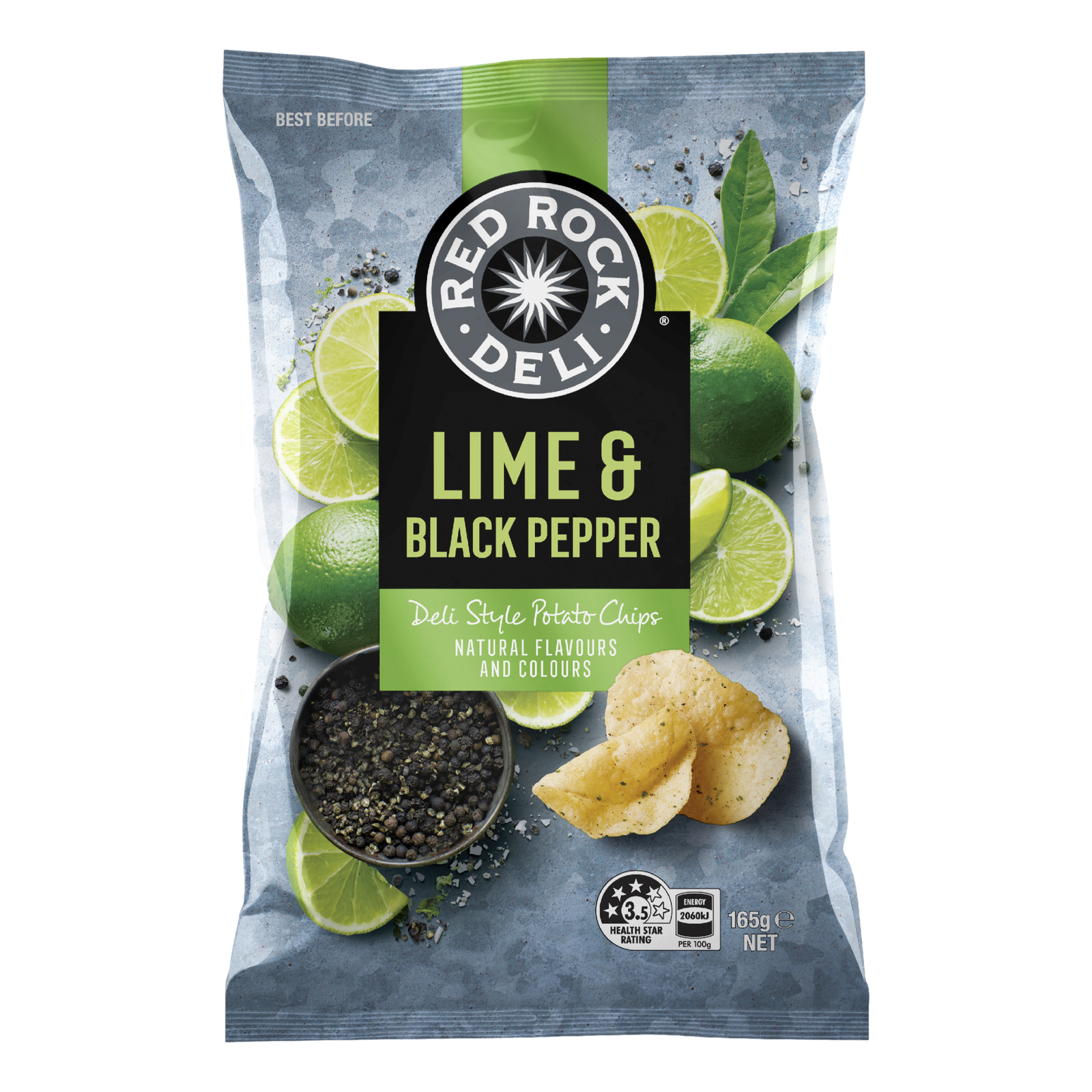 Red Rock Deli Lime & Black Pepper Potato Chips 165g