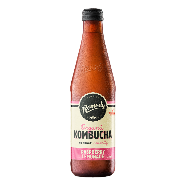 Remedy Kombucha Raspberry Lemonade 330ml Bottle Single