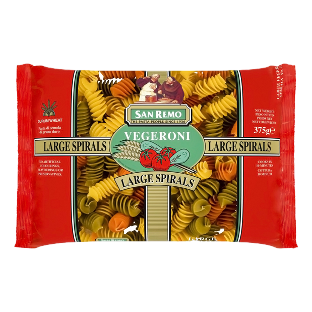 San Remo Vegeroni Large Spirals 375g