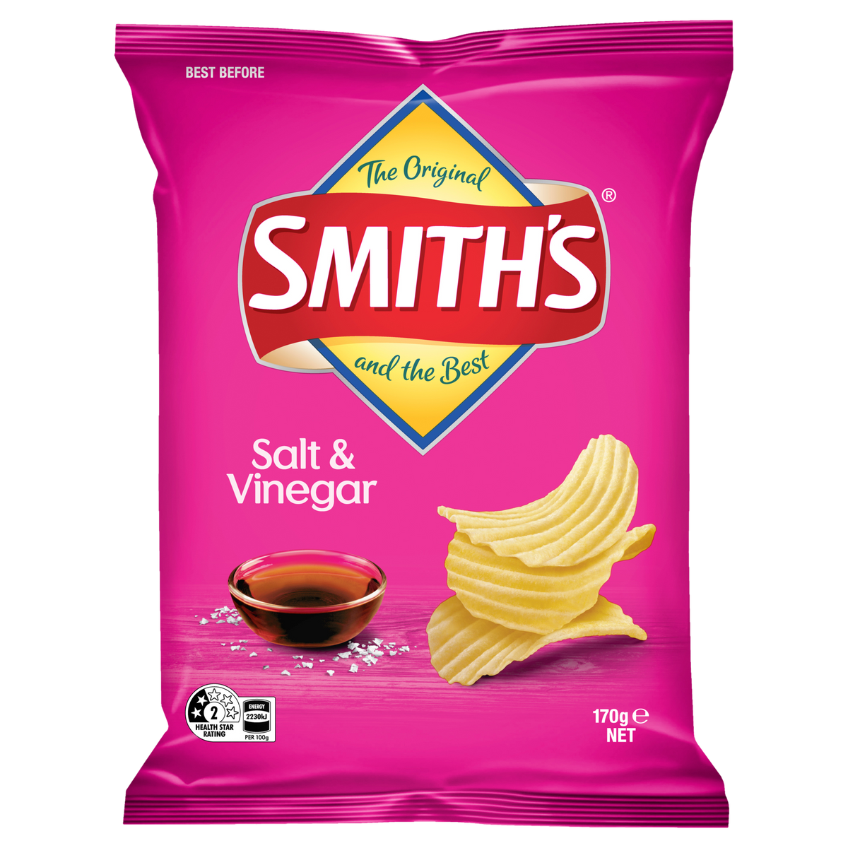 Smith's Crinkle Cut Salt & Vinegar Potato Chips 170g