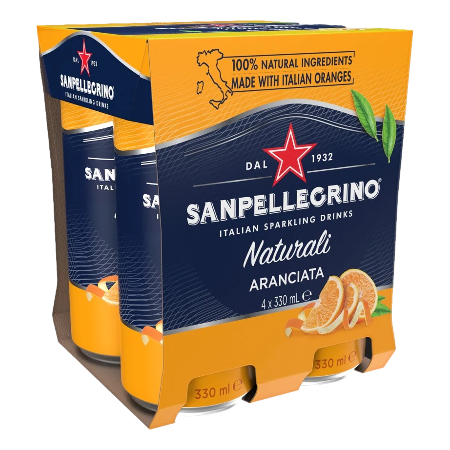 San Pellegrino Naturali Aranciata 330ml Can 4 Pack